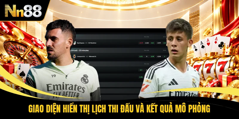 Giao diện hiển thị lịch thi đấu và kết quả mô phỏng